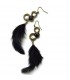 Black natural feathers earrings