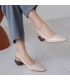 Sandales en cuir beige chaussures talon géométrique