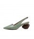 Sandals leather green shoes geometric heel