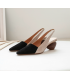 Sandalen Leder schwarz und beige Schuhe geometrischen Absatz