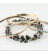 Rhinestone embellished four circles bracelet leopard