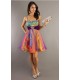Short rainbow sequin dress color dress