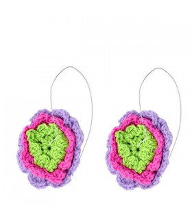 Flower crochet earrings purple