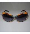 Modische Sonnenbrille mit orange und grünen Quadraten