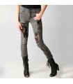 Cut grey jeans with lace