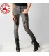 Cut grey jeans with lace