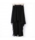 Elastic waist irregular chiffon black skirt
