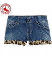 Jeans corto stampa leopardo