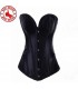 Simple black satin front closure corset