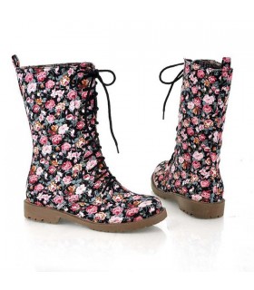 Floral print boots