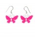 Pink butterfly silver earrings