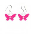 Boucles d'oreilles roses d'argent papillon