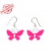 Pink butterfly silver earrings