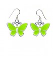 Green butterfly silver earrings