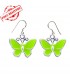 Green butterfly silver earrings