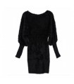 Slimming black long sleeve knitted dress