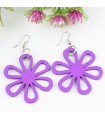 Purple flower wood earrings