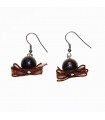 Small ball brown with bow earrings