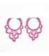 Special pink crochet earrings on a circle