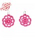 Pink crochet flower earrings round flower 