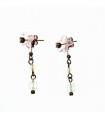 Long earrings with plastic flower and stras
