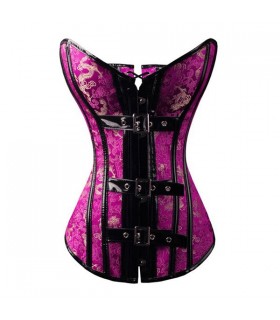 Purple brocade buckels corset