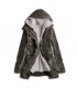 Khaki fur hood long coat