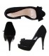 Chaussures embellies par arc noir de luxe suède