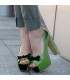 Green peep toe high heel shoes