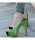 Green peep toe high heel shoes