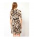 Feather print pleated dress