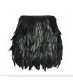Black natural feathers mini skirt