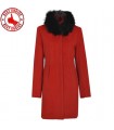 Fox Haare Kragen eleganten roten Mantel
