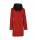 Fox Hair collar elegant red coat