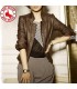 Fashion short brown leather type jacket