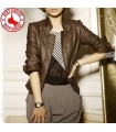 Fashion short brown leather type jacket