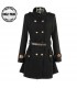 Black stand collar coat with belt