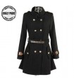Black stand collar coat with belt