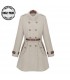 Ivory stand collar coat with belt
