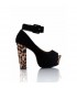Leopard print chunky heel sandals