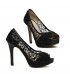 Black lace sexy heel shoes