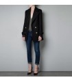 Style élégant double seins manteau noir