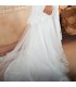 Pizzo vintage medio manica aperta gamba sexy abito da sposa