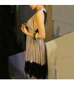 Sexy backless pleated dress