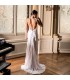 Robe de mariée sexy en mousseline de soie appliques dentelle impressionnant
