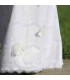 Deep V-cut back satin lace wedding dress
