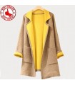 Color block yellow wool coat