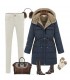 Stylish pocket warm navy hooded coat