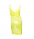Neon yellow mini metallic dress