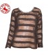 Black transparent stripes sequin embellished sweater